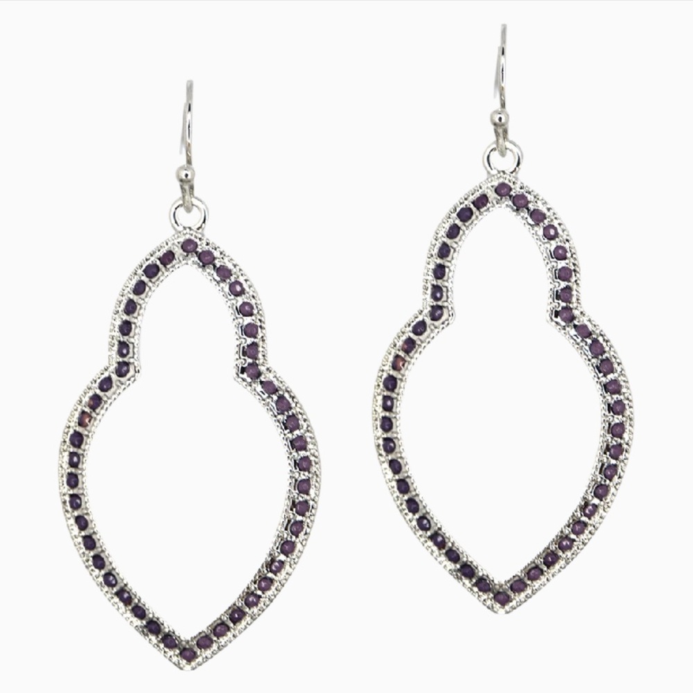 MARLYN SCHIFF Drop Earrings - Silver/Purple